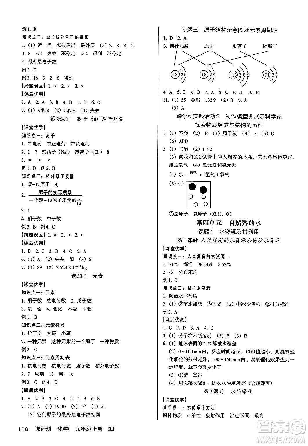 廣東經(jīng)濟出版社2024年秋全優(yōu)點練課計劃九年級化學(xué)上冊人教版答案