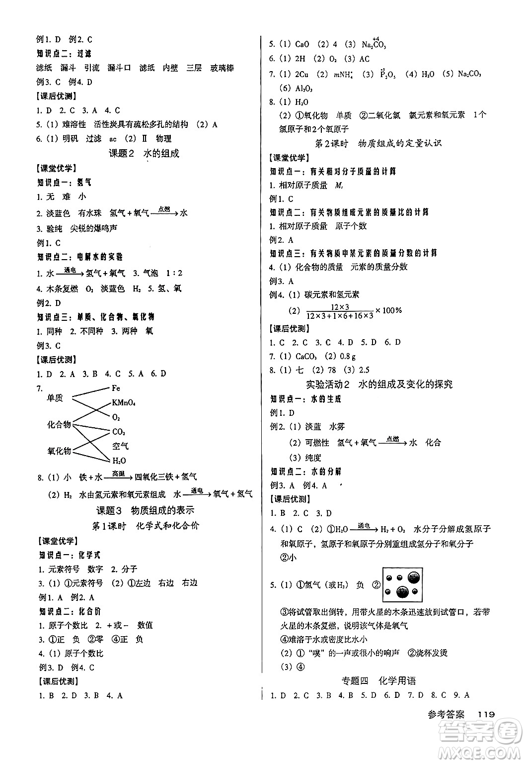 廣東經(jīng)濟出版社2024年秋全優(yōu)點練課計劃九年級化學(xué)上冊人教版答案