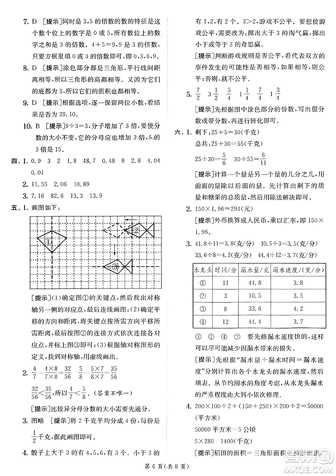 江蘇人民出版社2024年秋春雨教育實驗班提優(yōu)訓(xùn)練五年級數(shù)學(xué)上冊北師大版答案