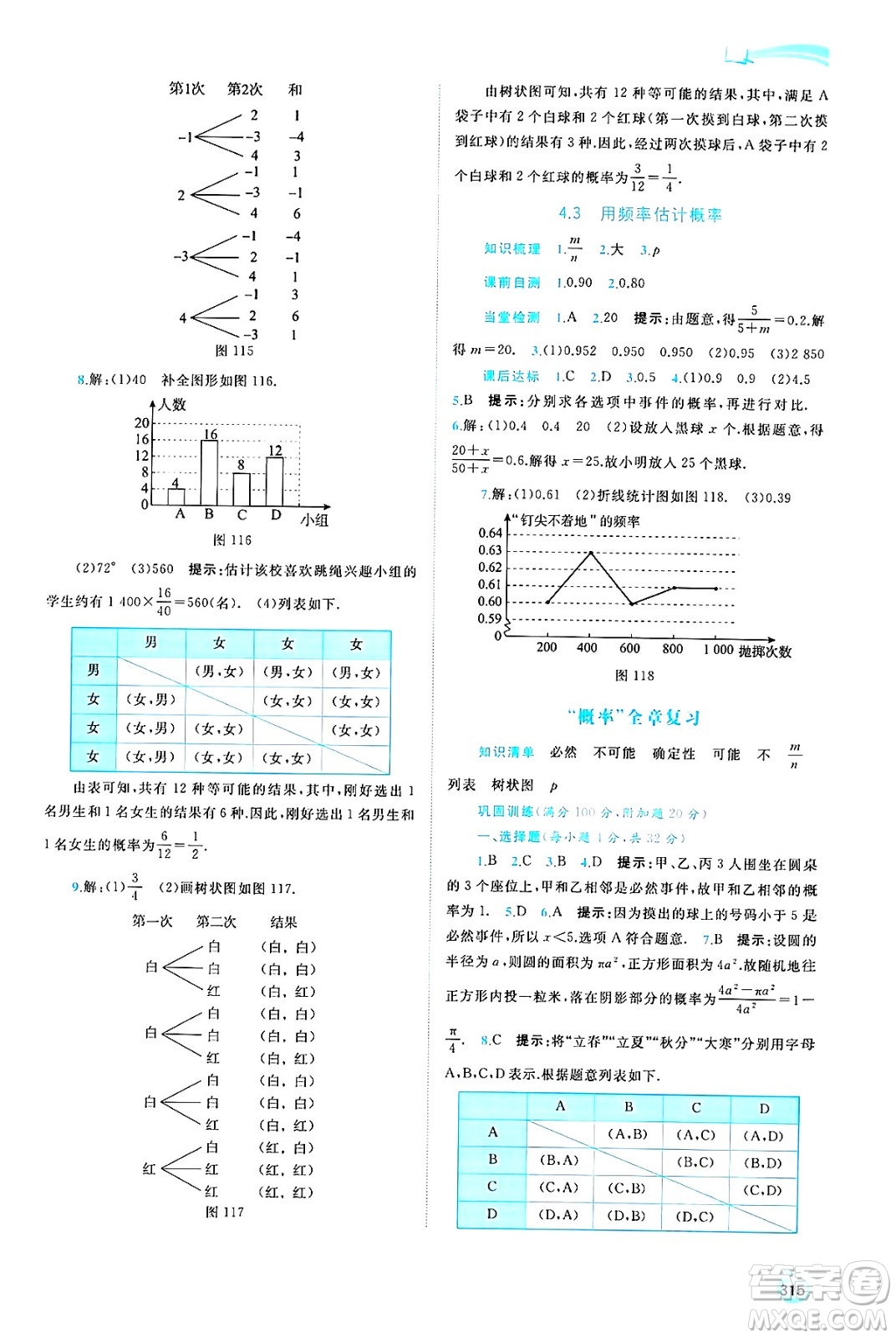 廣西師范大學(xué)出版社2025年春新課程學(xué)習(xí)與測(cè)評(píng)同步學(xué)習(xí)九年級(jí)數(shù)學(xué)全一冊(cè)湘教版答案