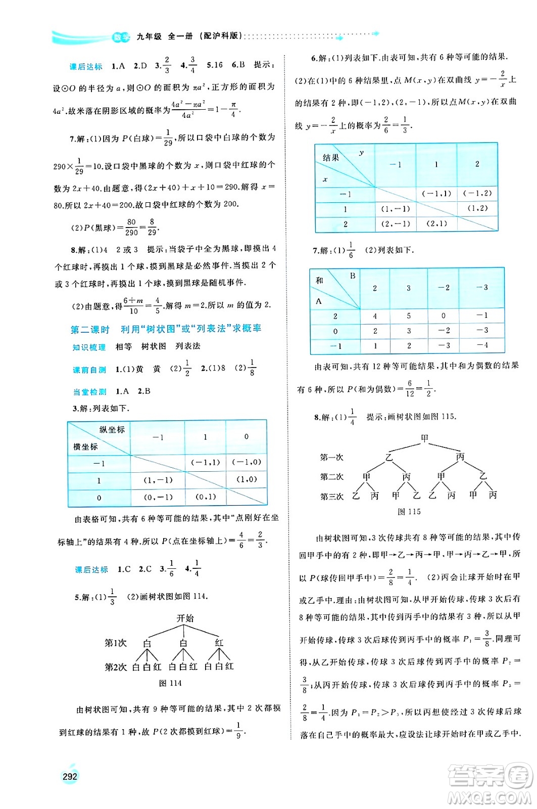 廣西師范大學(xué)出版社2025年春新課程學(xué)習(xí)與測評同步學(xué)習(xí)九年級數(shù)學(xué)全一冊滬科版答案