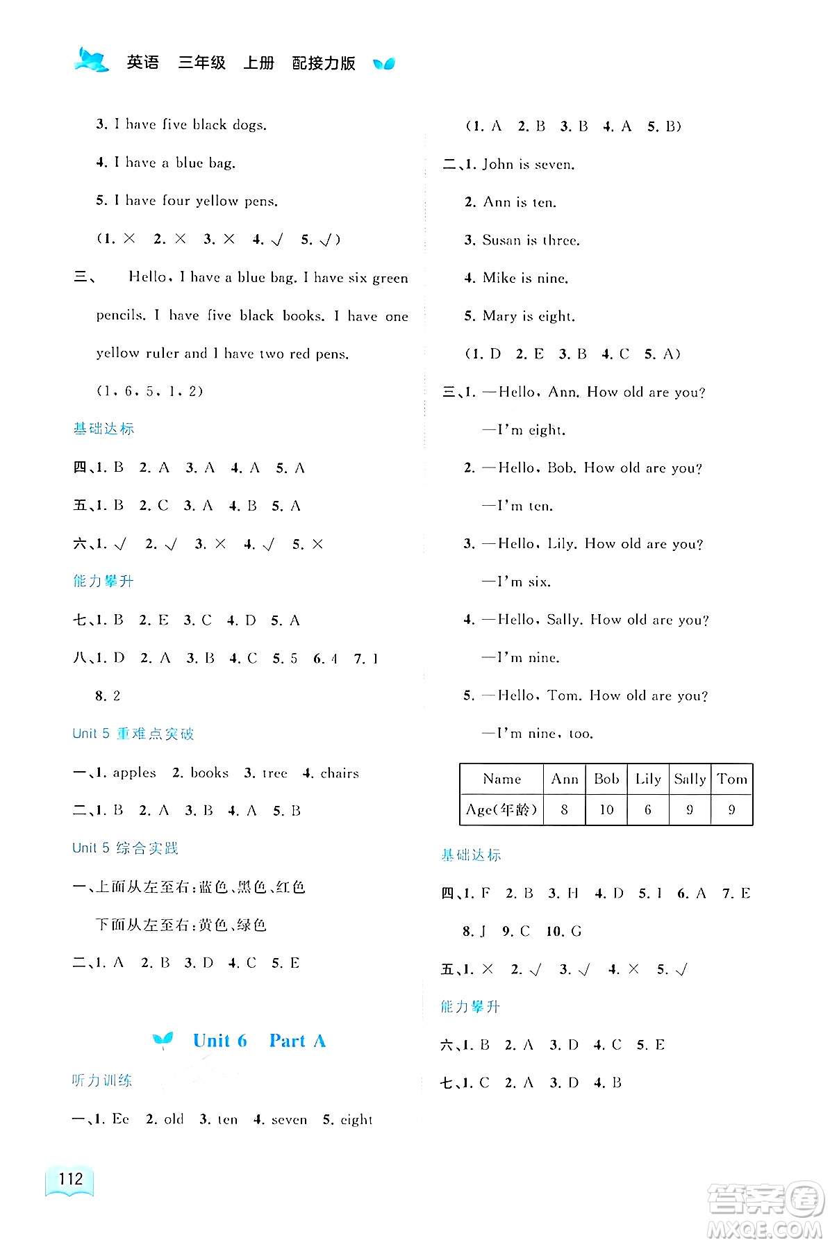 廣西師范大學(xué)出版社2024年秋新課程學(xué)習(xí)與測(cè)評(píng)同步學(xué)習(xí)三年級(jí)英語(yǔ)上冊(cè)接力版答案