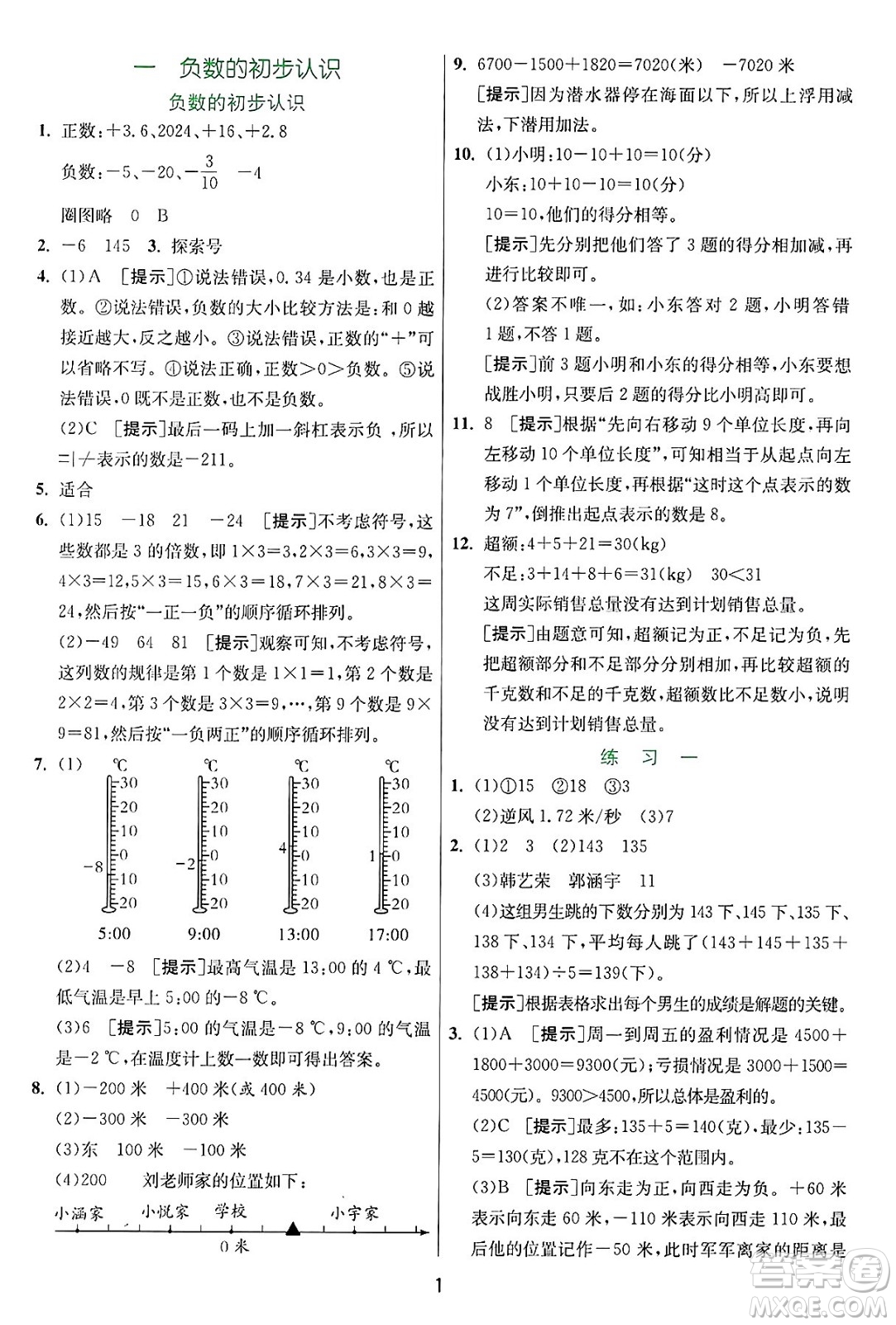 江蘇人民出版社2024年秋春雨教育實驗班提優(yōu)訓(xùn)練五年級數(shù)學(xué)上冊蘇教版江蘇專版答案