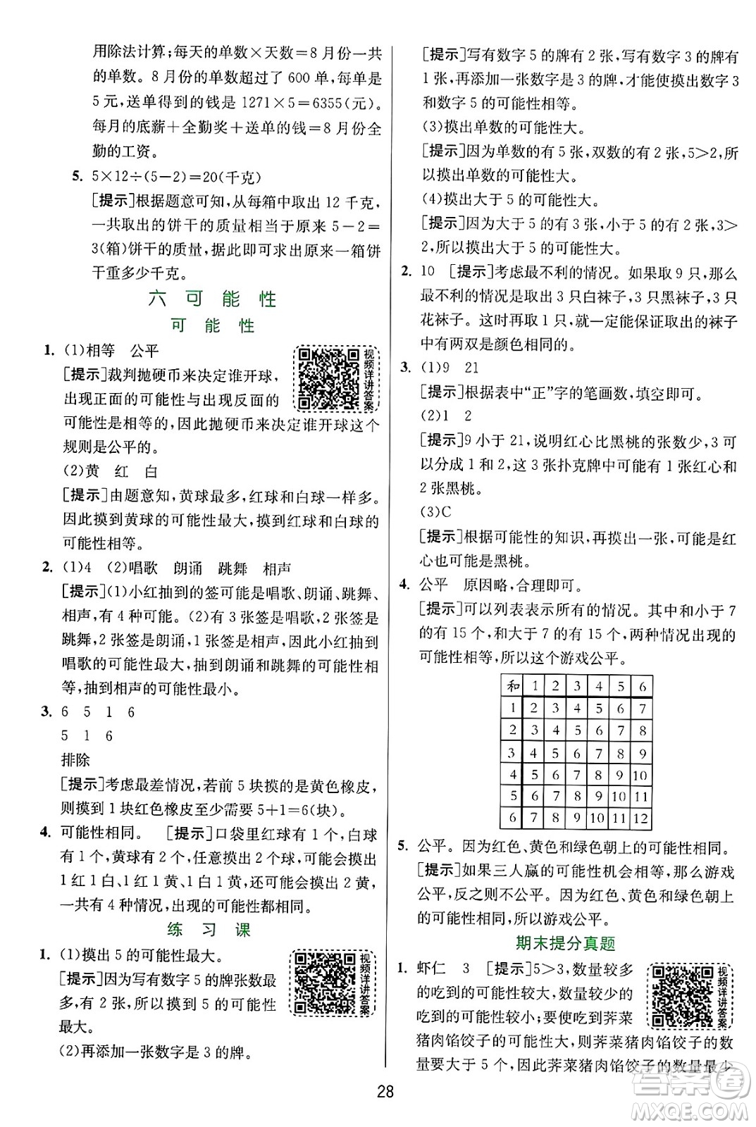 江蘇人民出版社2024年秋春雨教育實驗班提優(yōu)訓練四年級數(shù)學上冊蘇教版江蘇專版答案