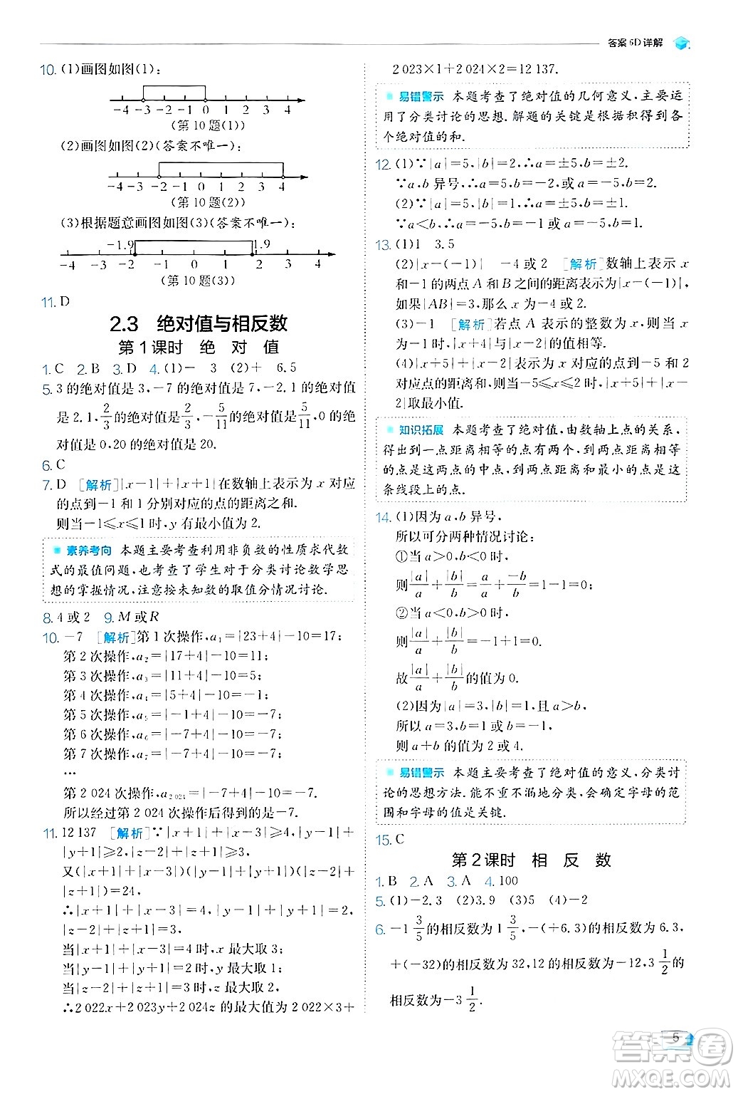 江蘇人民出版社2024年秋春雨教育實驗班提優(yōu)訓(xùn)練七年級數(shù)學(xué)上冊蘇科版答案