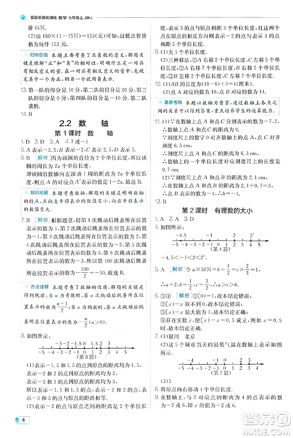 江蘇人民出版社2024年秋春雨教育實驗班提優(yōu)訓(xùn)練七年級數(shù)學(xué)上冊蘇科版答案