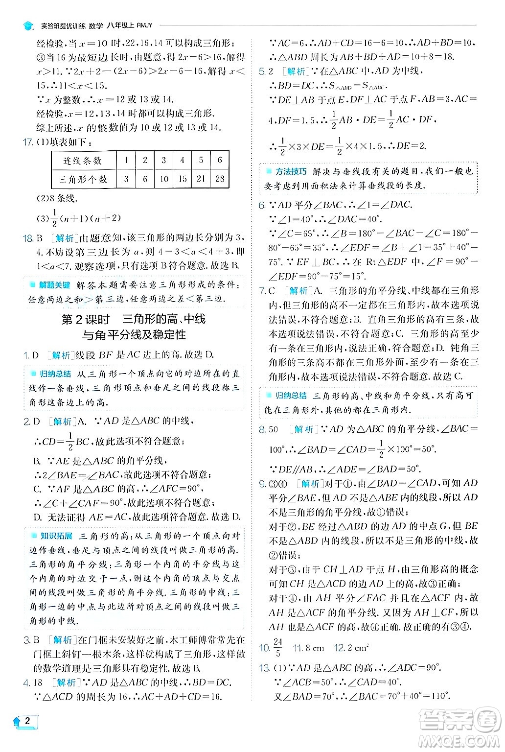 江蘇人民出版社2024年秋春雨教育實驗班提優(yōu)訓(xùn)練八年級數(shù)學(xué)上冊人教版答案