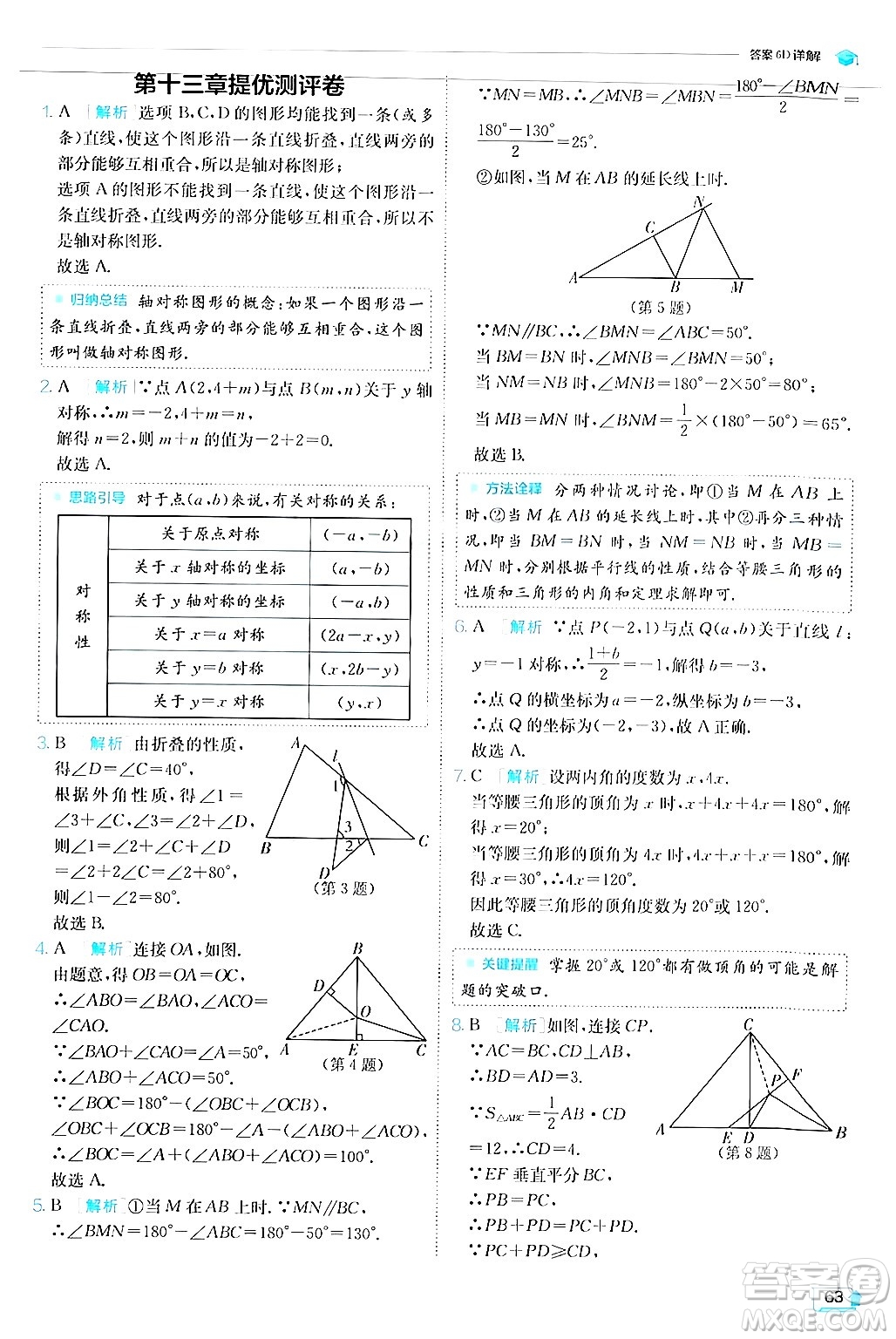 江蘇人民出版社2024年秋春雨教育實驗班提優(yōu)訓(xùn)練八年級數(shù)學(xué)上冊人教版答案