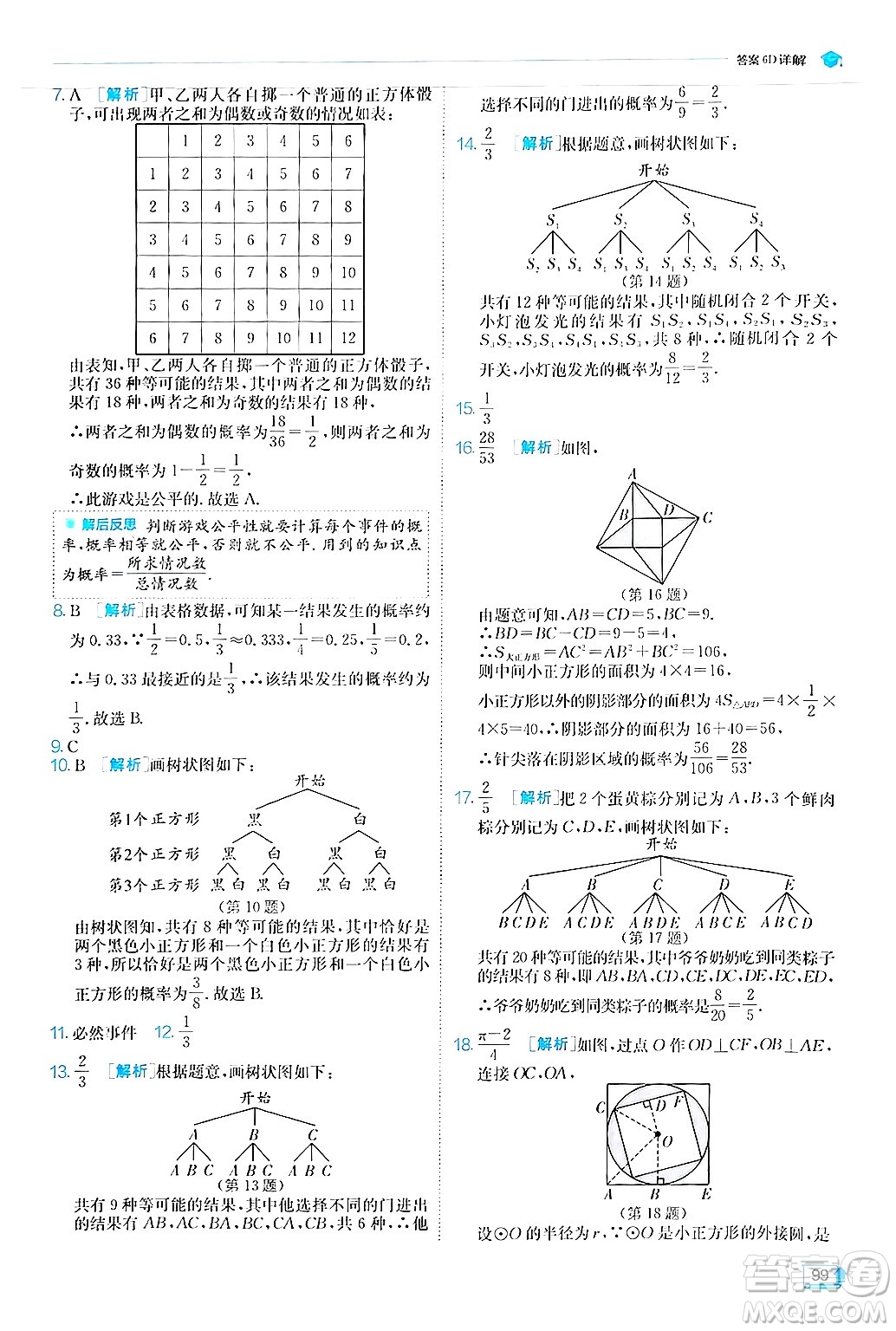 江蘇人民出版社2024年秋春雨教育實驗班提優(yōu)訓練九年級數(shù)學上冊人教版答案