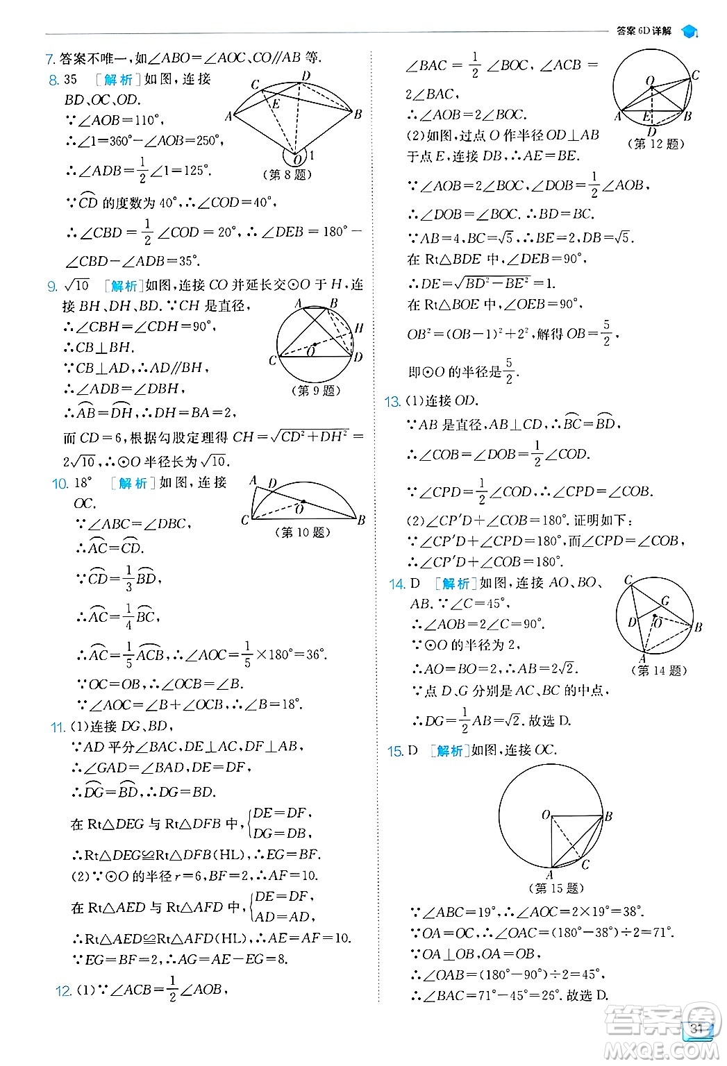 江蘇人民出版社2024年秋春雨教育實驗班提優(yōu)訓練九年級數學上冊蘇科版答案