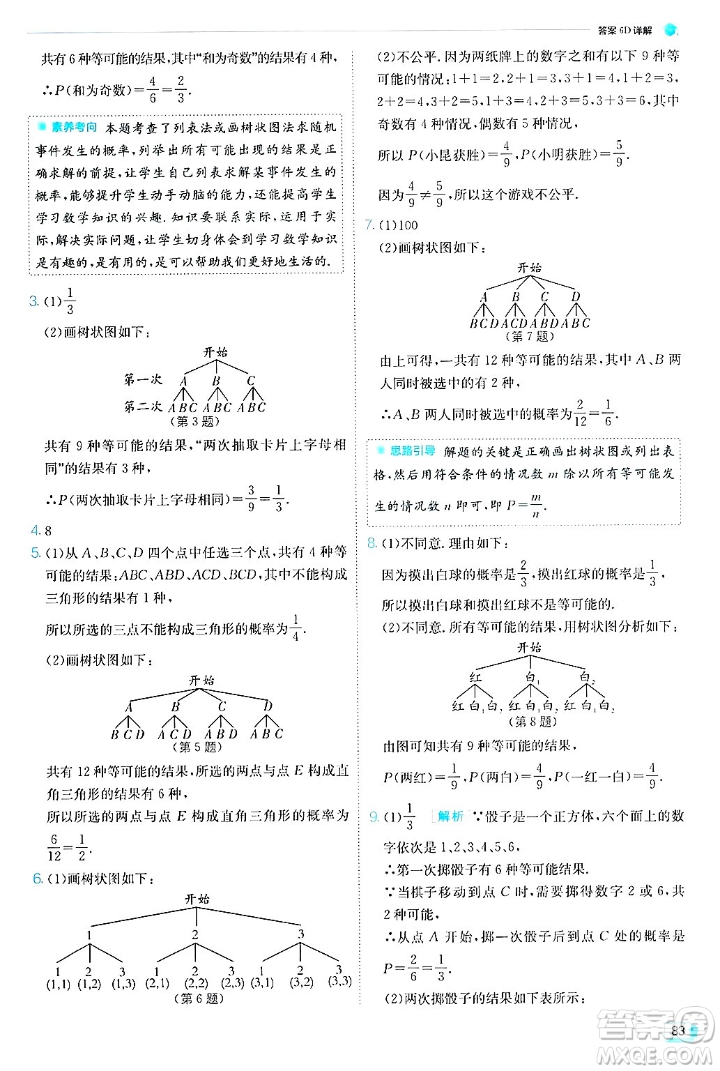 江蘇人民出版社2024年秋春雨教育實驗班提優(yōu)訓練九年級數學上冊蘇科版答案