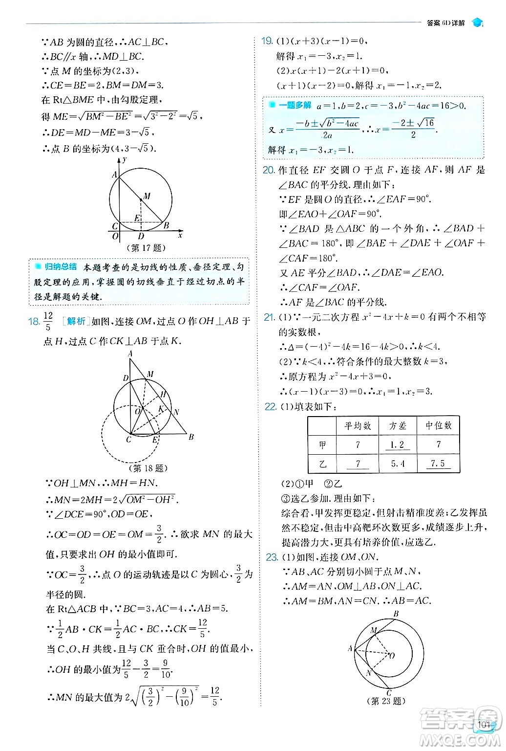 江蘇人民出版社2024年秋春雨教育實驗班提優(yōu)訓練九年級數學上冊蘇科版答案