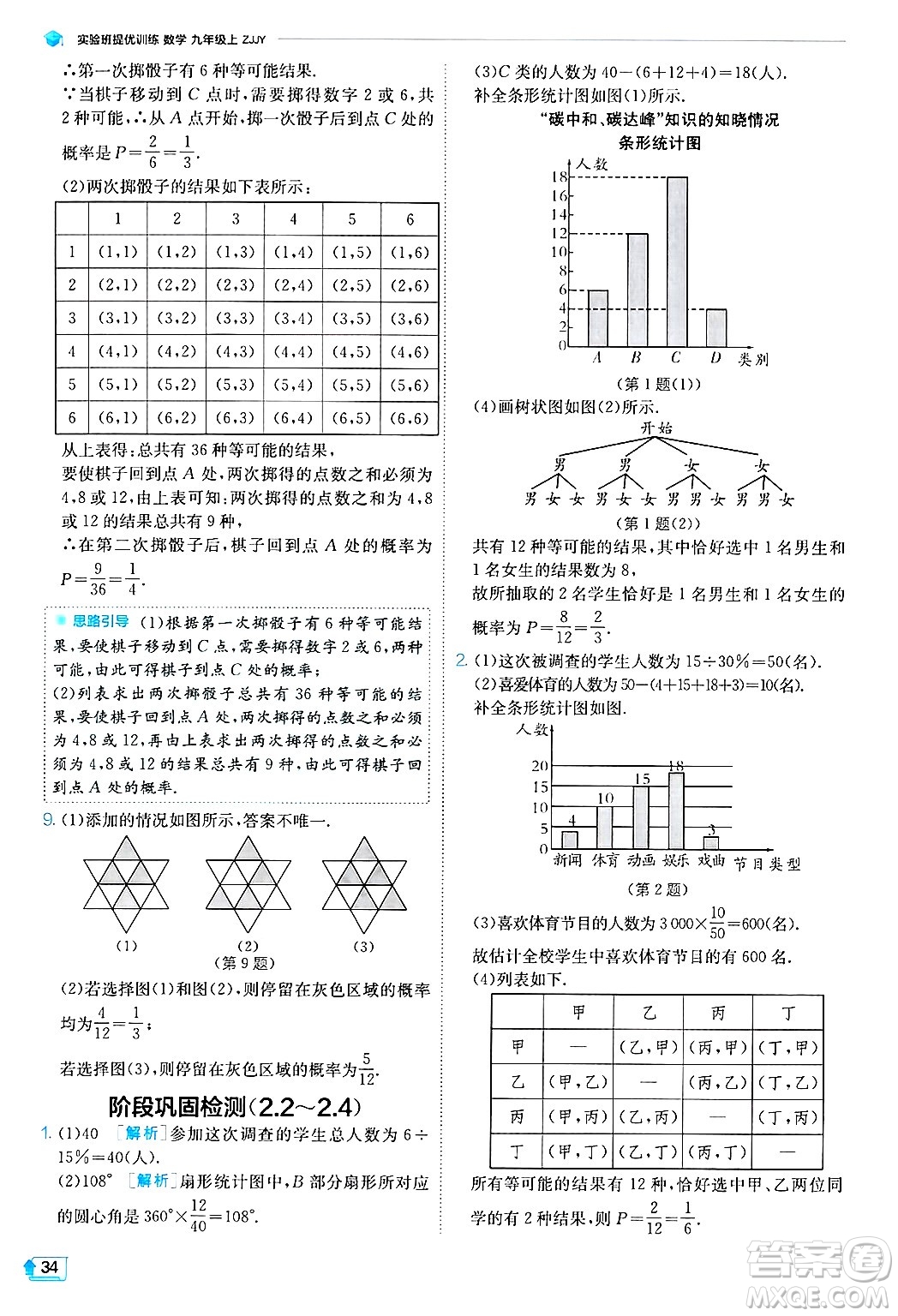 江蘇人民出版社2024年秋春雨教育實(shí)驗(yàn)班提優(yōu)訓(xùn)練九年級(jí)數(shù)學(xué)上冊(cè)浙教版答案