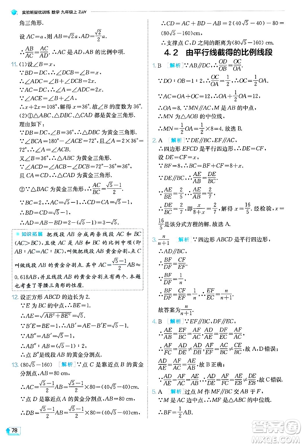 江蘇人民出版社2024年秋春雨教育實(shí)驗(yàn)班提優(yōu)訓(xùn)練九年級(jí)數(shù)學(xué)上冊(cè)浙教版答案