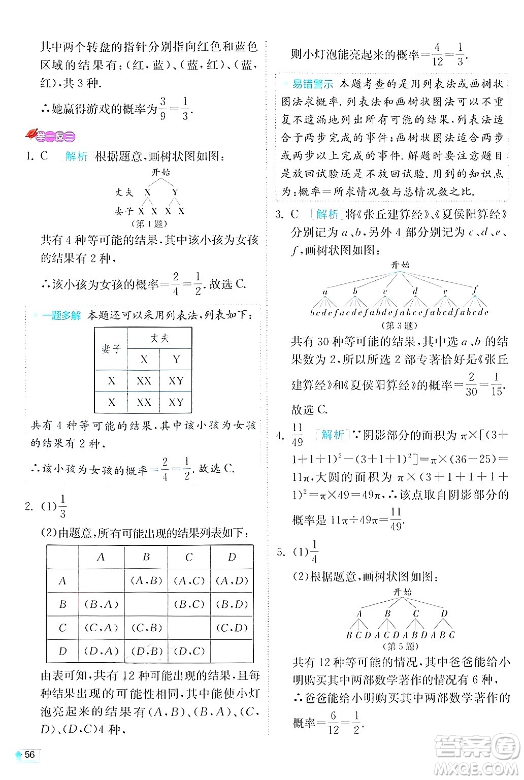 江蘇人民出版社2024年秋春雨教育實驗班提優(yōu)訓練九年級數學上冊華師版答案