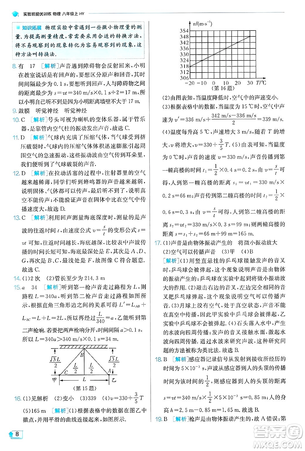 江蘇人民出版社2024年秋春雨教育實(shí)驗(yàn)班提優(yōu)訓(xùn)練八年級(jí)物理上冊(cè)滬粵版答案