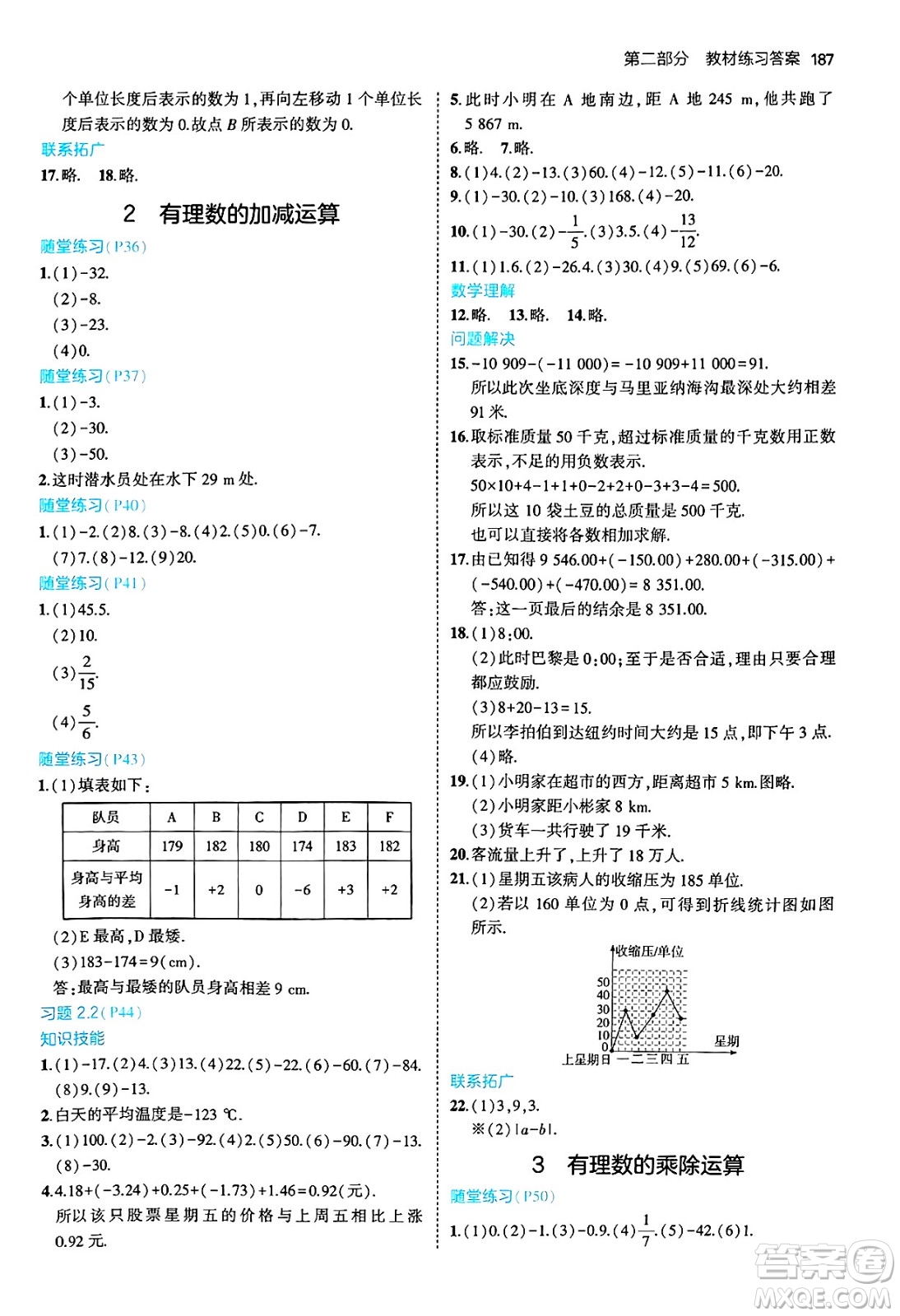 四川大學(xué)出版社2024年秋初中同步5年中考3年模擬七年級(jí)數(shù)學(xué)上冊(cè)北師大版答案