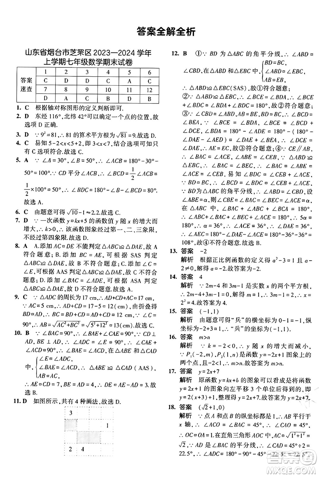 四川大學(xué)出版社2024年秋初中同步5年中考3年模擬七年級數(shù)學(xué)上冊魯教版山東專版答案