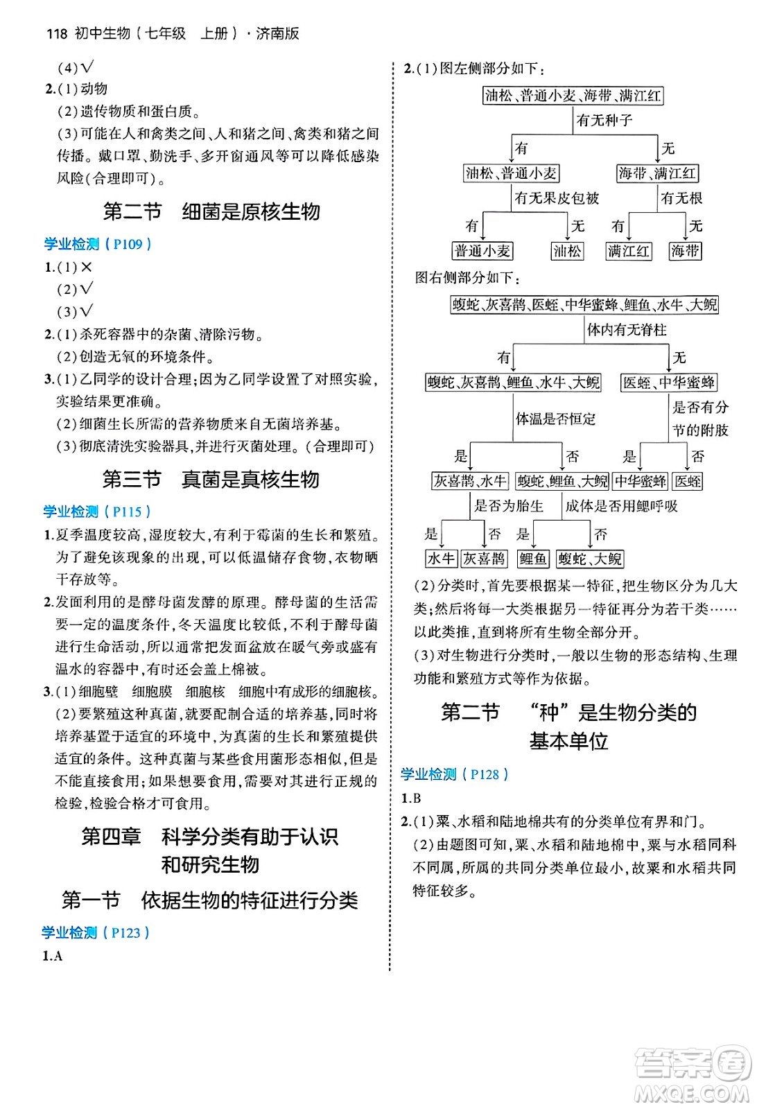 四川大學(xué)出版社2024年秋初中同步5年中考3年模擬七年級(jí)生物上冊(cè)濟(jì)南版答案