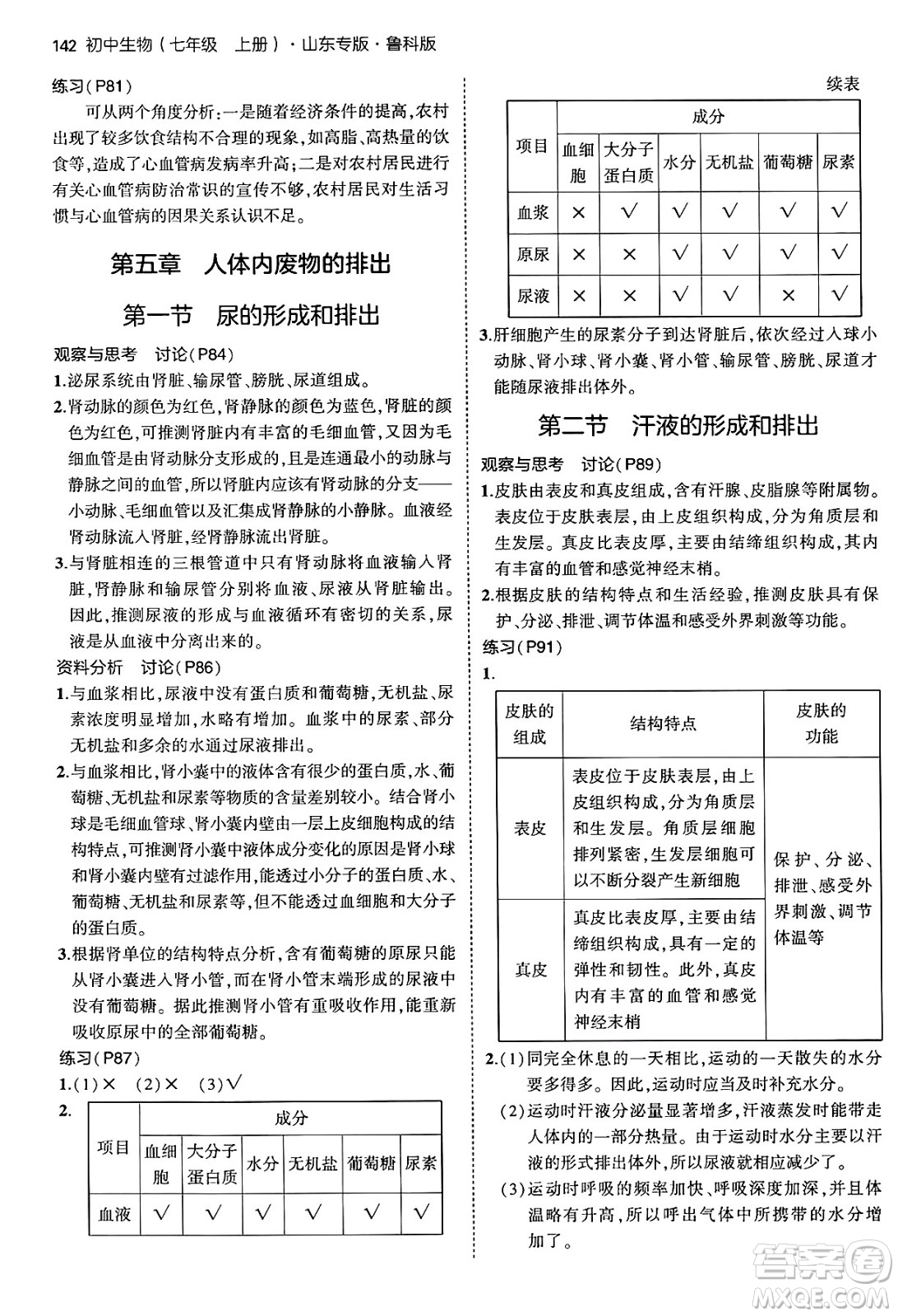 首都師范大學(xué)出版社2024年秋初中同步5年中考3年模擬七年級(jí)生物上冊(cè)魯科版山東專版答案