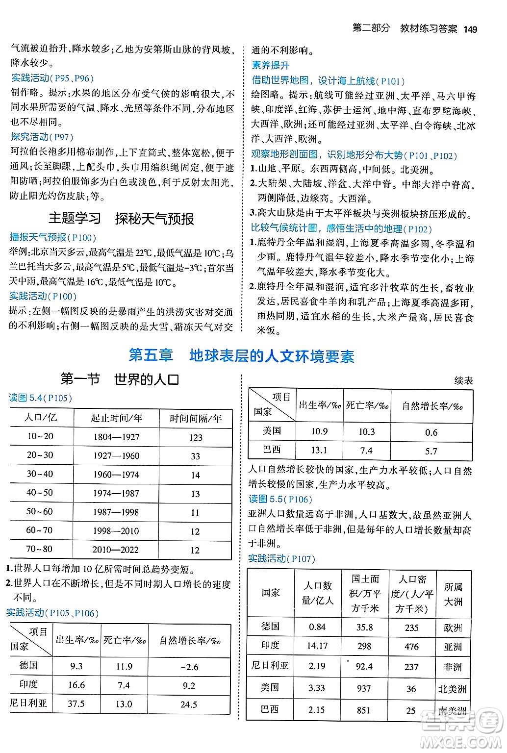 四川大學(xué)出版社2024年秋初中同步5年中考3年模擬七年級地理上冊商務(wù)星球版答案