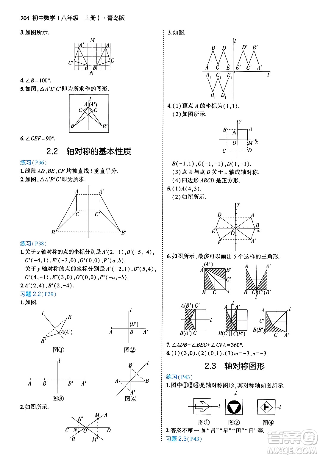 首都師范大學(xué)出版社2024年秋初中同步5年中考3年模擬八年級(jí)數(shù)學(xué)上冊(cè)青島版答案