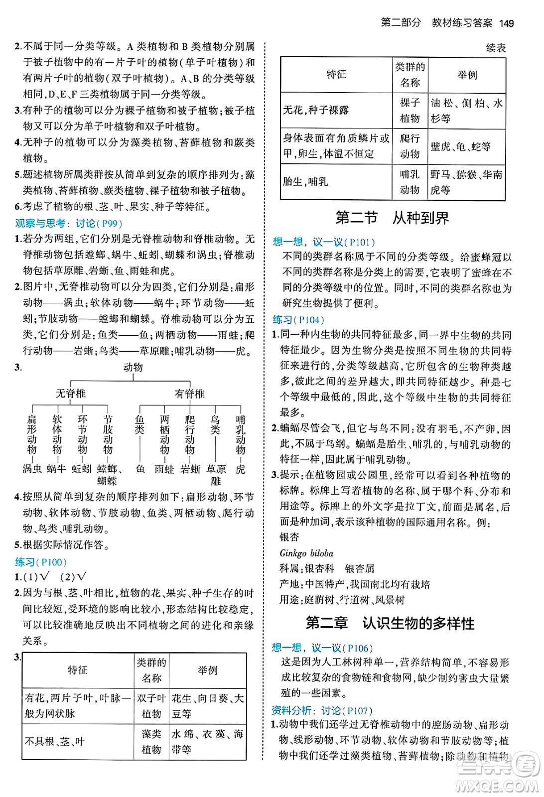 四川大學(xué)出版社2024年秋初中同步5年中考3年模擬八年級生物上冊人教版答案