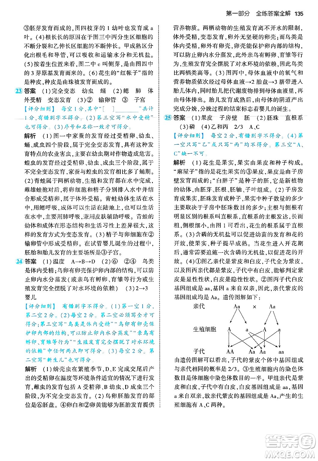 四川大學(xué)出版社2024年秋初中同步5年中考3年模擬八年級生物上冊濟(jì)南版答案