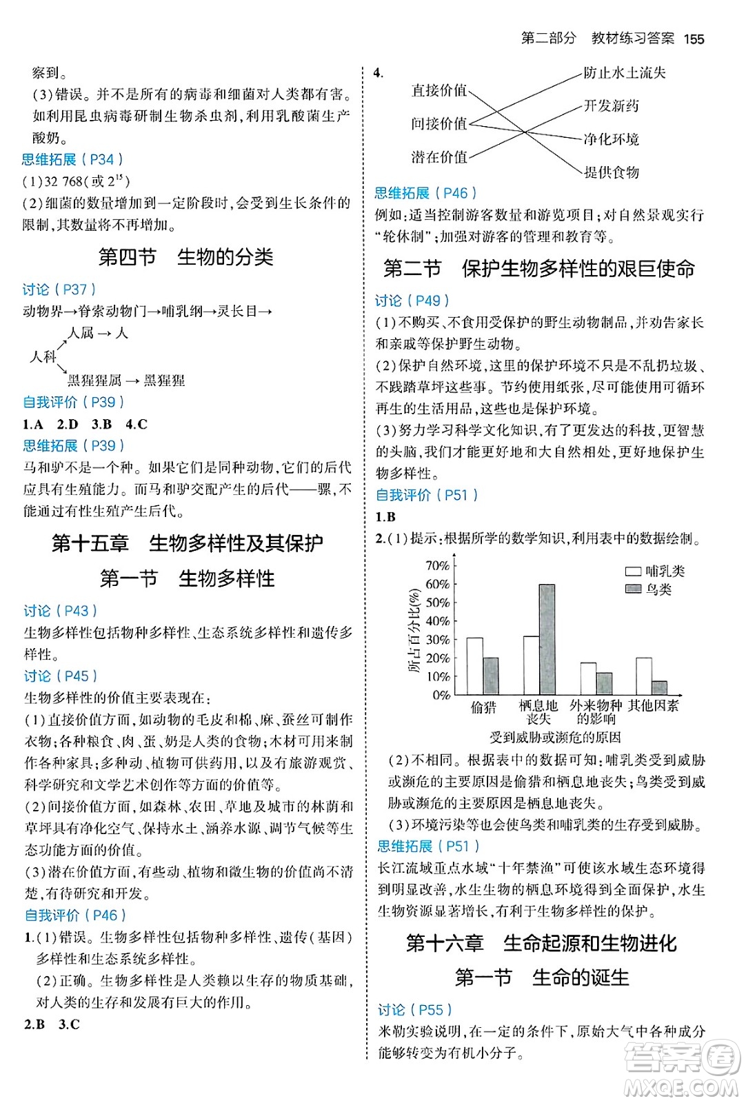 四川大學出版社2024年秋初中同步5年中考3年模擬八年級生物上冊蘇教版答案