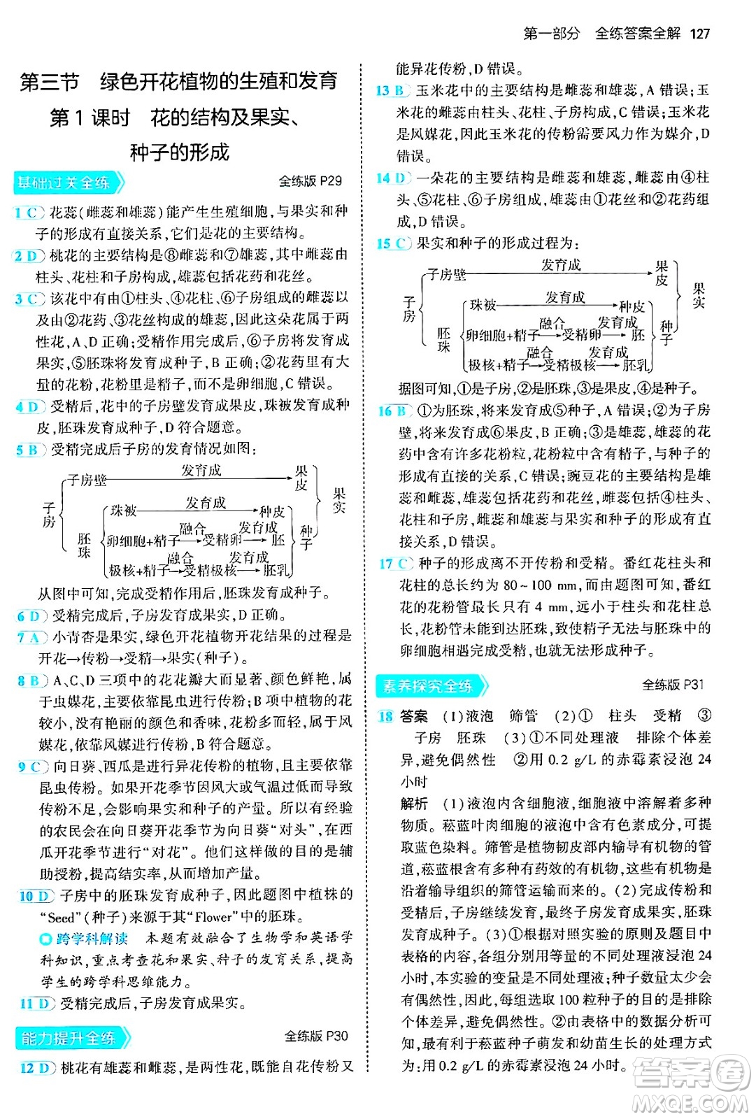 首都師范大學(xué)出版社2024年秋初中同步5年中考3年模擬八年級(jí)生物上冊(cè)北京課改版北京專版答案