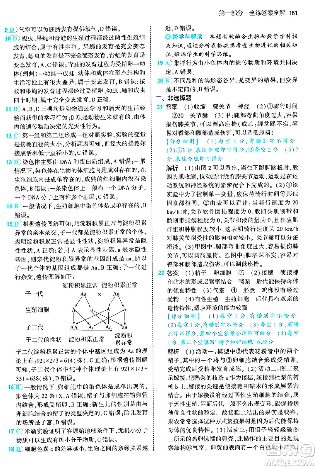 首都師范大學(xué)出版社2024年秋初中同步5年中考3年模擬八年級(jí)生物上冊(cè)北京課改版北京專版答案