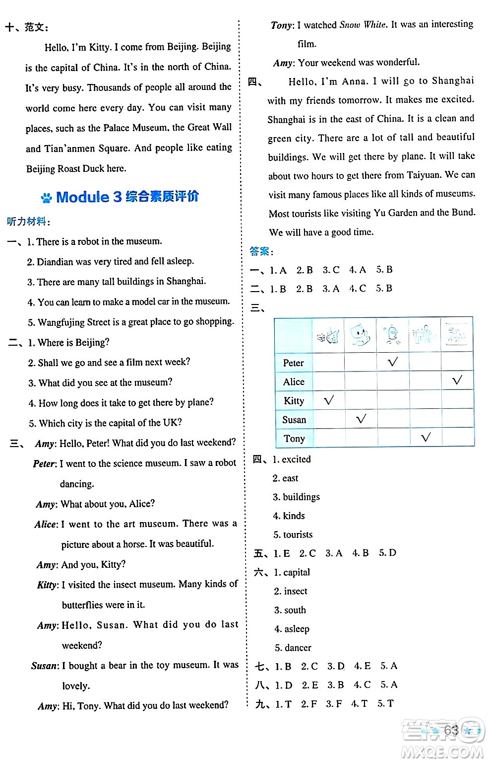 吉林教育出版社2024年秋榮德基好卷六年級英語上冊滬教牛津版山西專版三起點答案