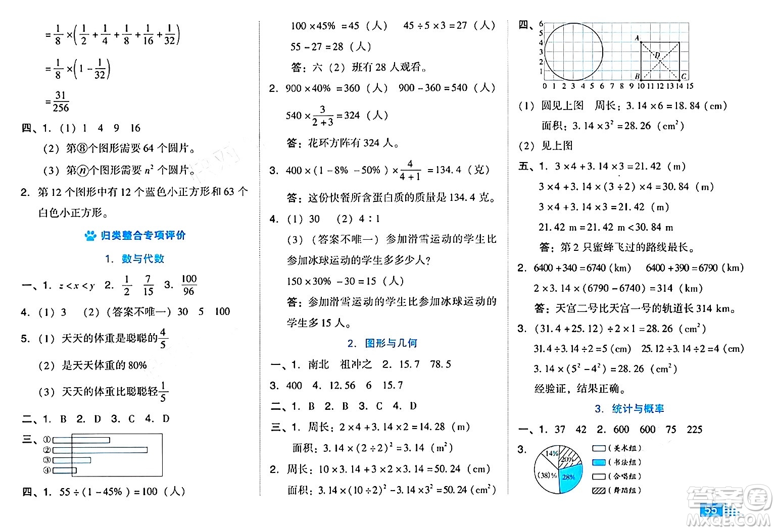 吉林教育出版社2024年秋榮德基好卷六年級(jí)數(shù)學(xué)上冊(cè)人教版答案