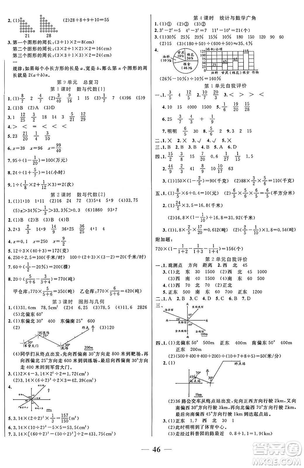 陽光出版社2024年秋揚帆文化激活思維智能訓(xùn)練六年級數(shù)學上冊人教版答案