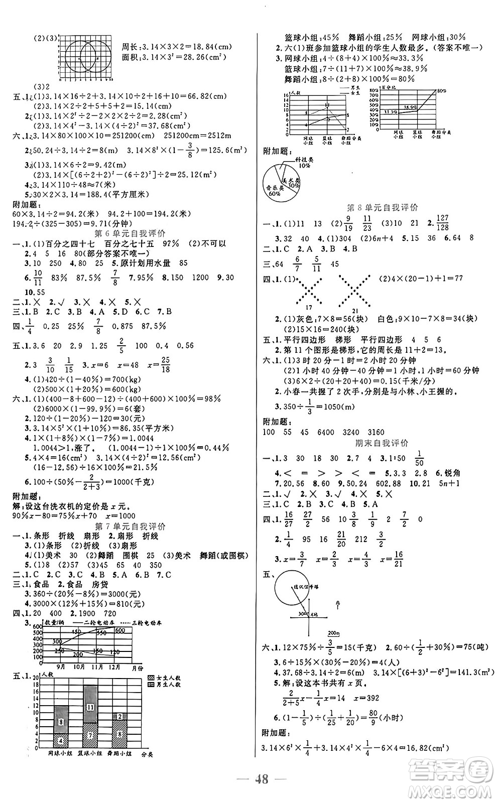 陽光出版社2024年秋揚帆文化激活思維智能訓(xùn)練六年級數(shù)學上冊人教版答案