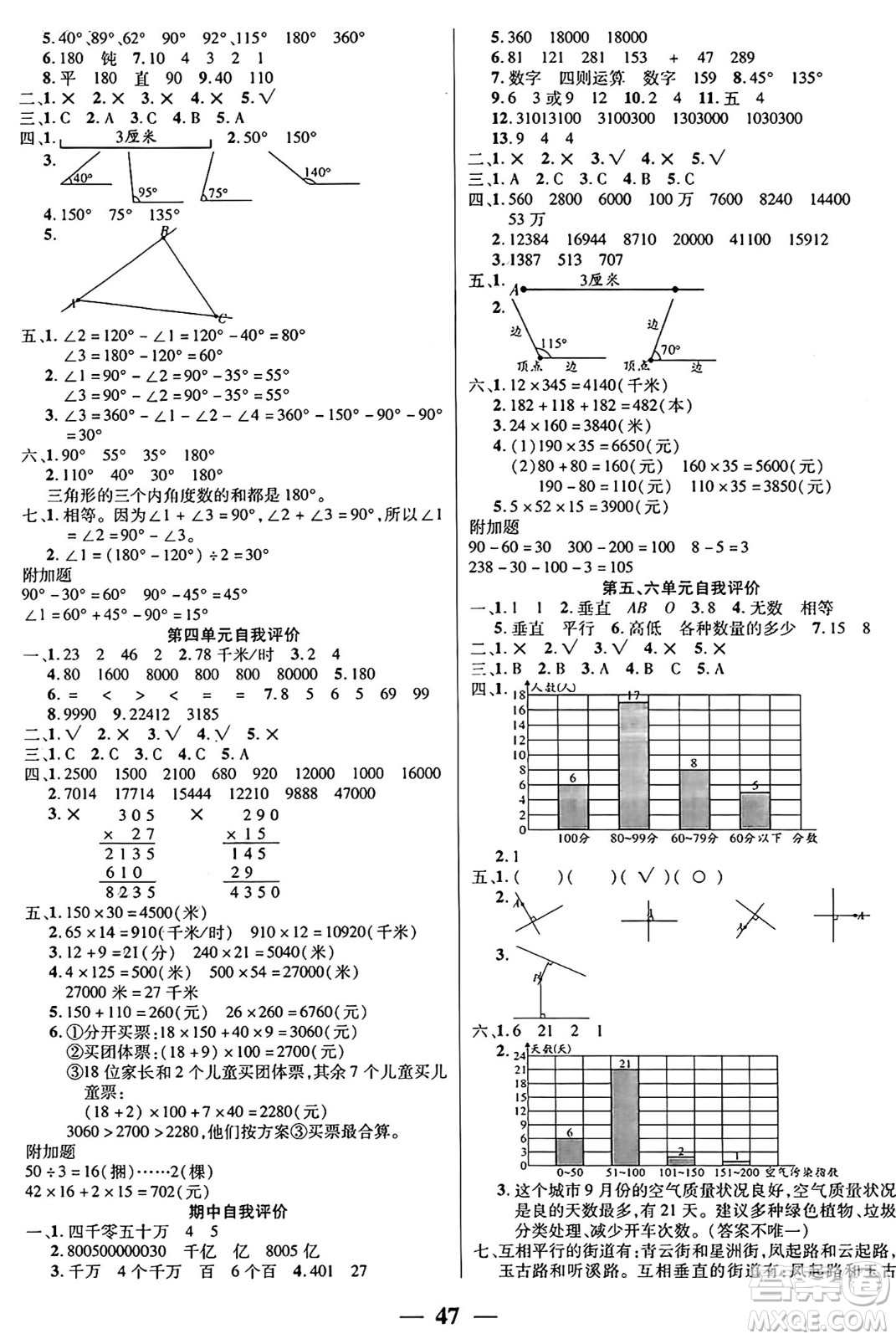 陽(yáng)光出版社2024年秋揚(yáng)帆文化激活思維智能訓(xùn)練四年級(jí)數(shù)學(xué)上冊(cè)西師版答案