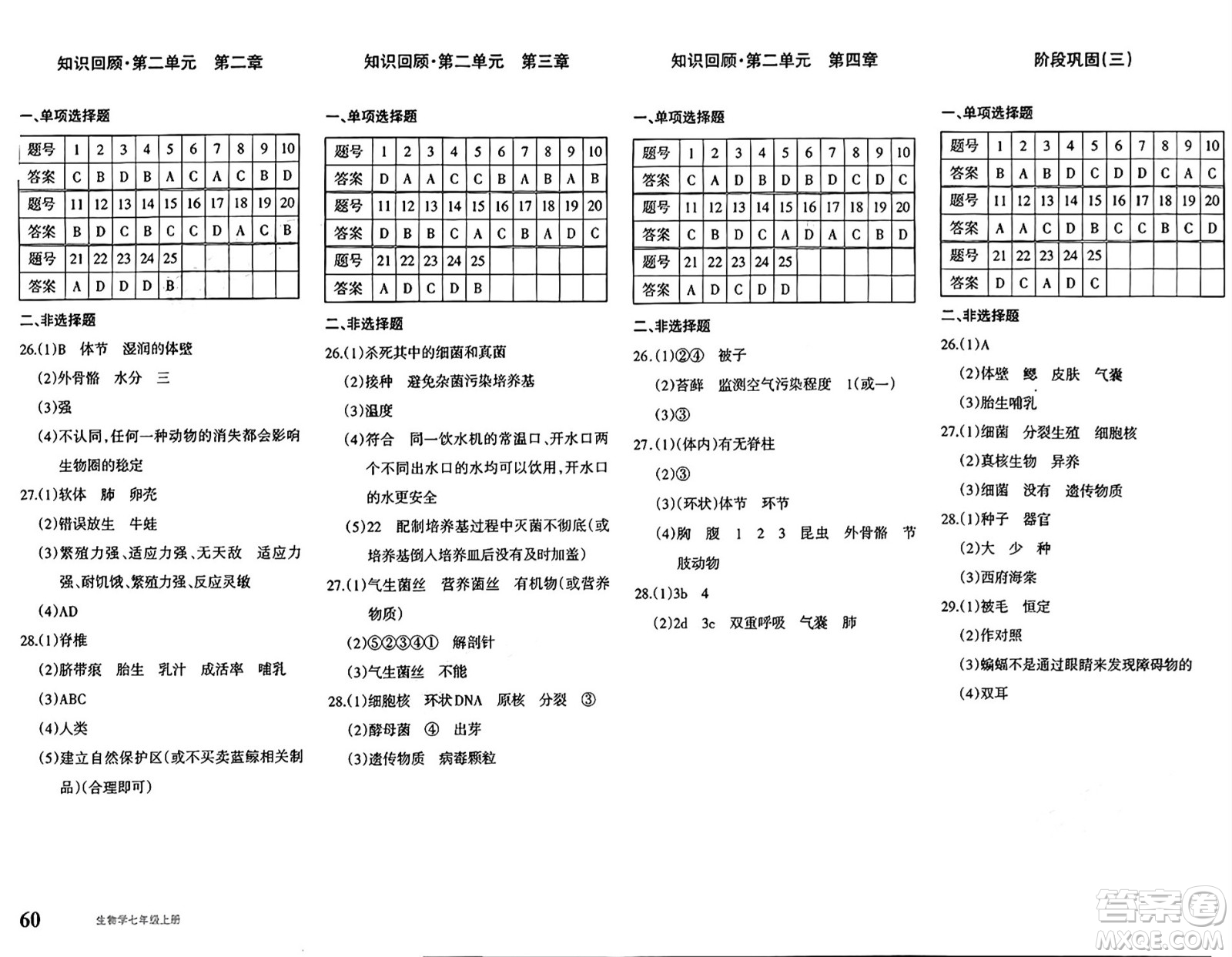 新疆青少年出版社2024年秋優(yōu)學(xué)1+1評(píng)價(jià)與測(cè)試七年級(jí)生物上冊(cè)通用版答案