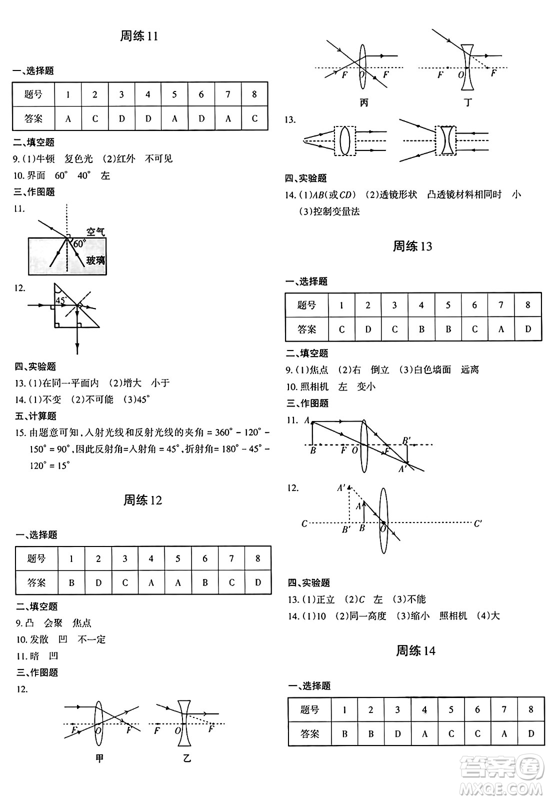 新疆青少年出版社2024年秋優(yōu)學1+1評價與測試八年級物理上冊通用版答案