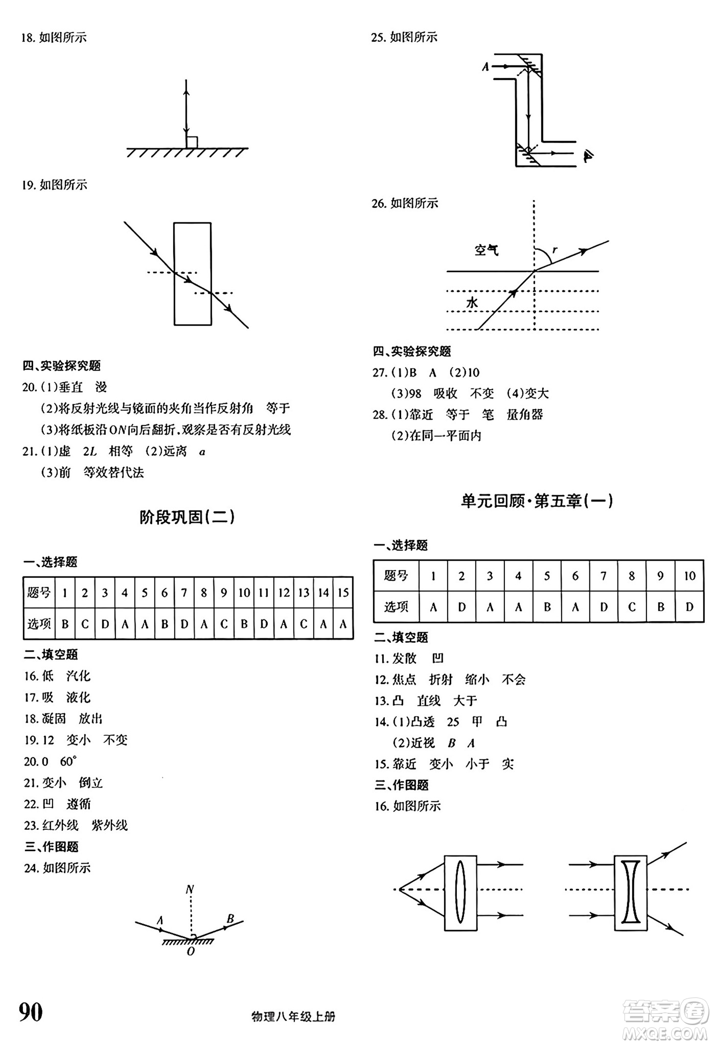 新疆青少年出版社2024年秋優(yōu)學1+1評價與測試八年級物理上冊通用版答案