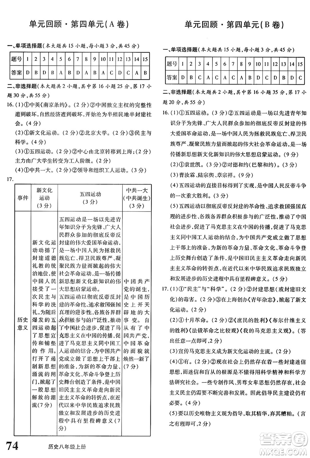 新疆青少年出版社2024年秋優(yōu)學(xué)1+1評價與測試八年級歷史上冊通用版答案