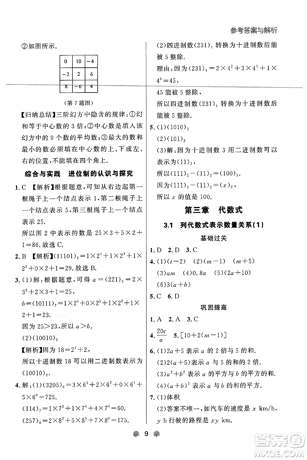 大連出版社2024年秋點石成金金牌每課通七年級數(shù)學(xué)上冊人教版遼寧專版答案