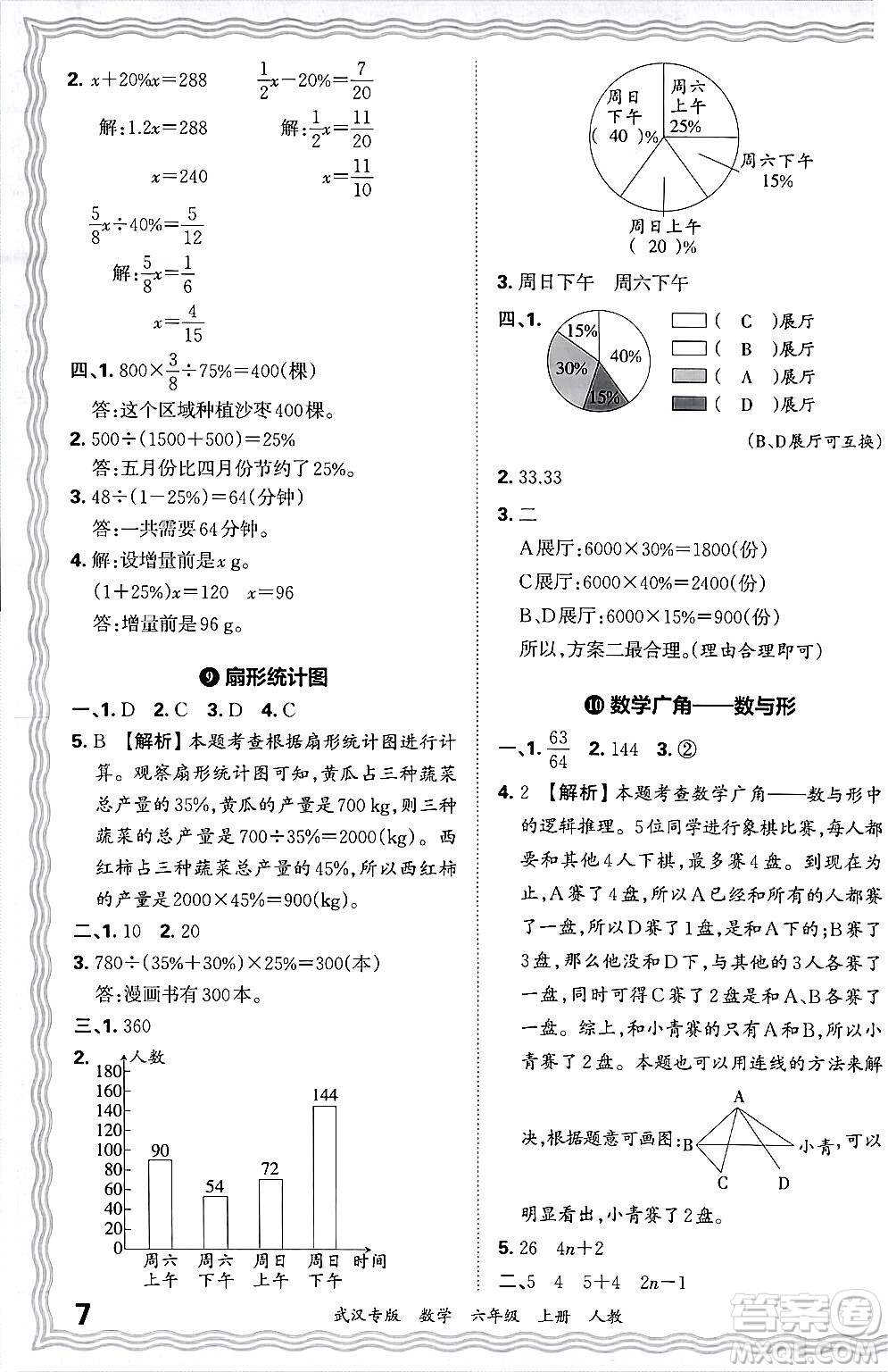 江西人民出版社2024年秋王朝霞期末真題精編六年級數(shù)學上冊人教版大武漢專版答案