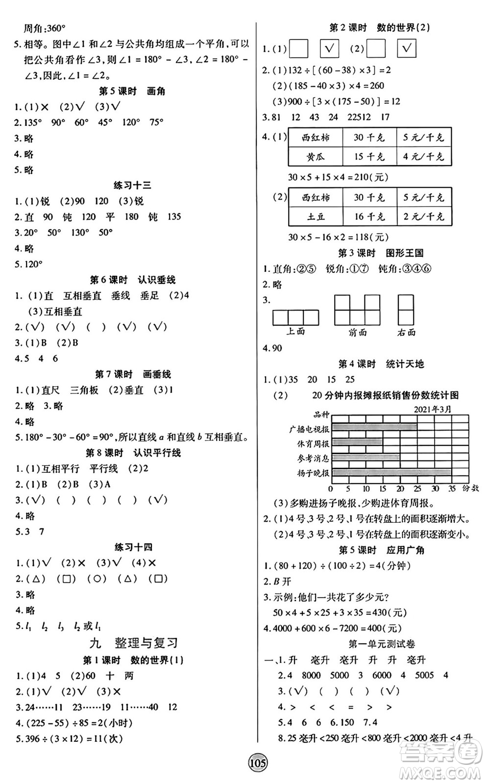 天津科學技術出版社2024年秋云頂課堂四年級數(shù)學上冊蘇教版答案