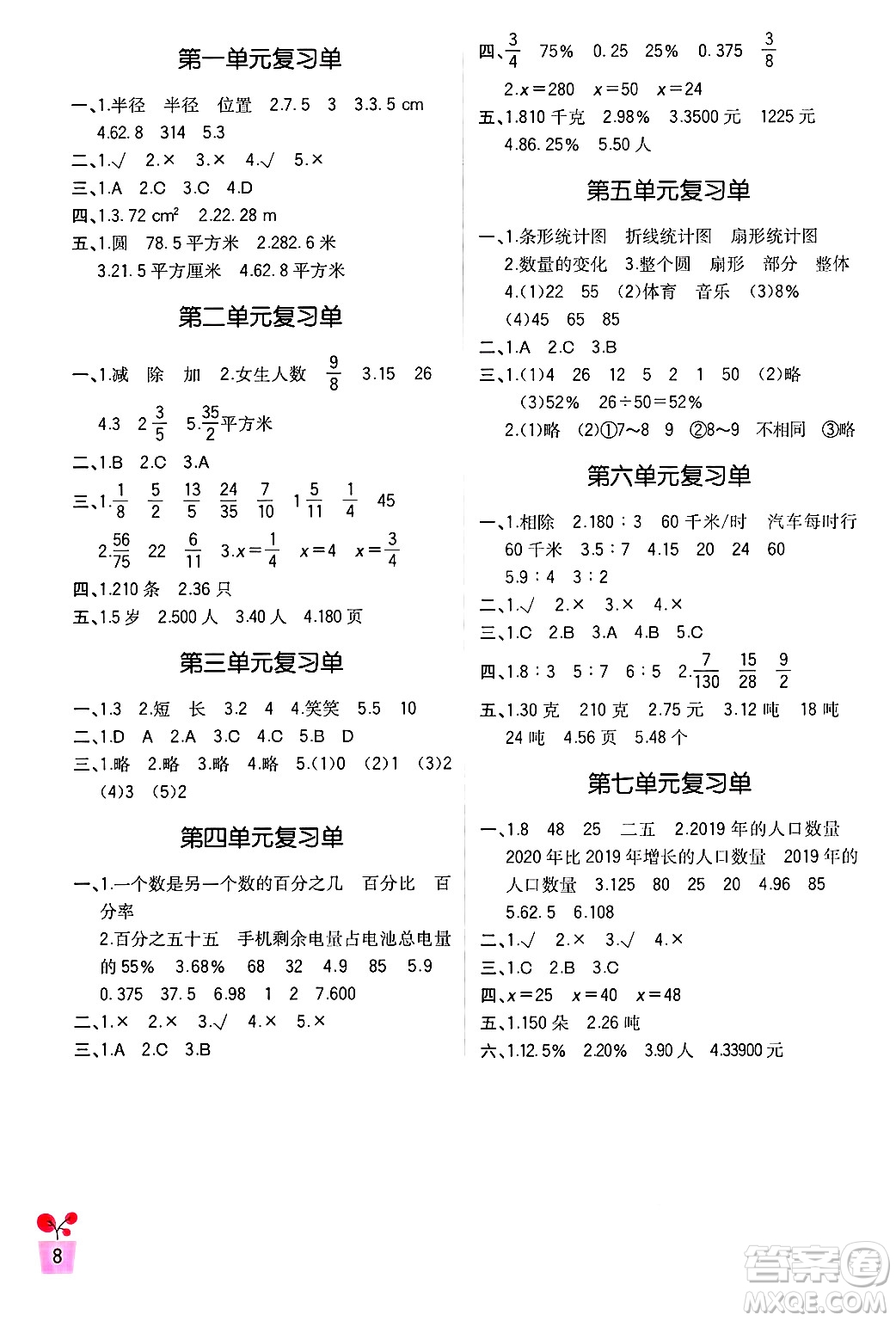 四川教育出版社2024年秋新課標(biāo)小學(xué)生學(xué)習(xí)實踐園地六年級數(shù)學(xué)上冊北師大版答案