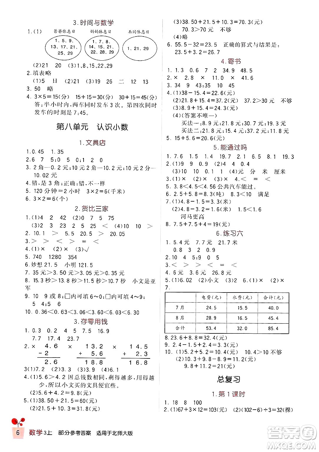 四川教育出版社2024年秋新課標(biāo)小學(xué)生學(xué)習(xí)實(shí)踐園地三年級(jí)數(shù)學(xué)上冊(cè)北師大版答案