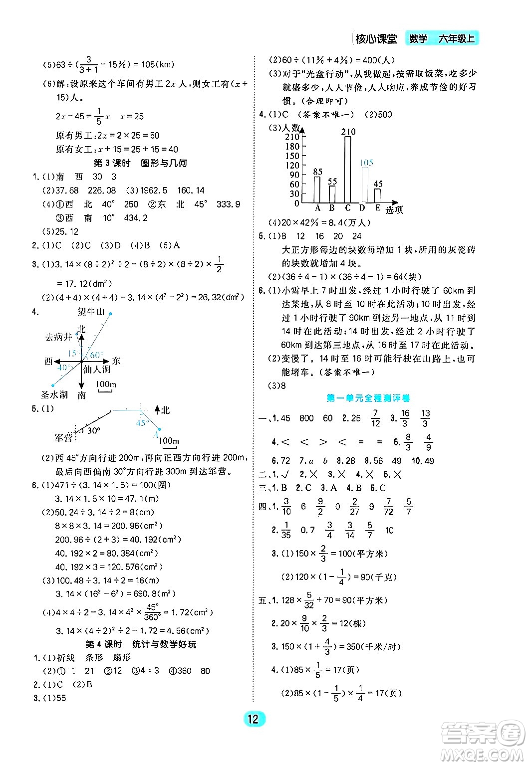 天津人民出版社2024年秋核心360核心課堂六年級(jí)數(shù)學(xué)上冊(cè)通用版答案