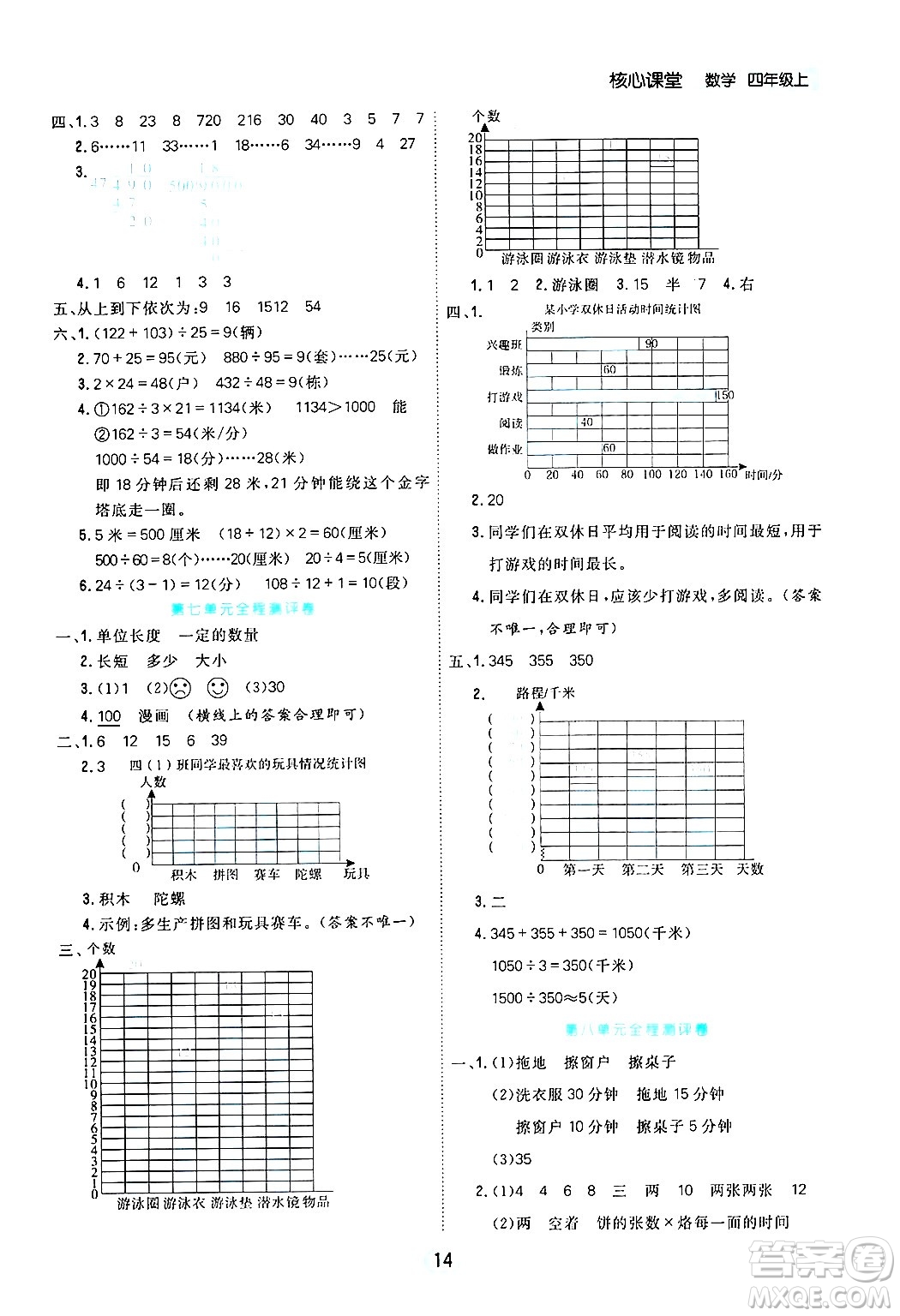 天津人民出版社2024年秋核心360核心課堂四年級(jí)數(shù)學(xué)上冊(cè)通用版答案