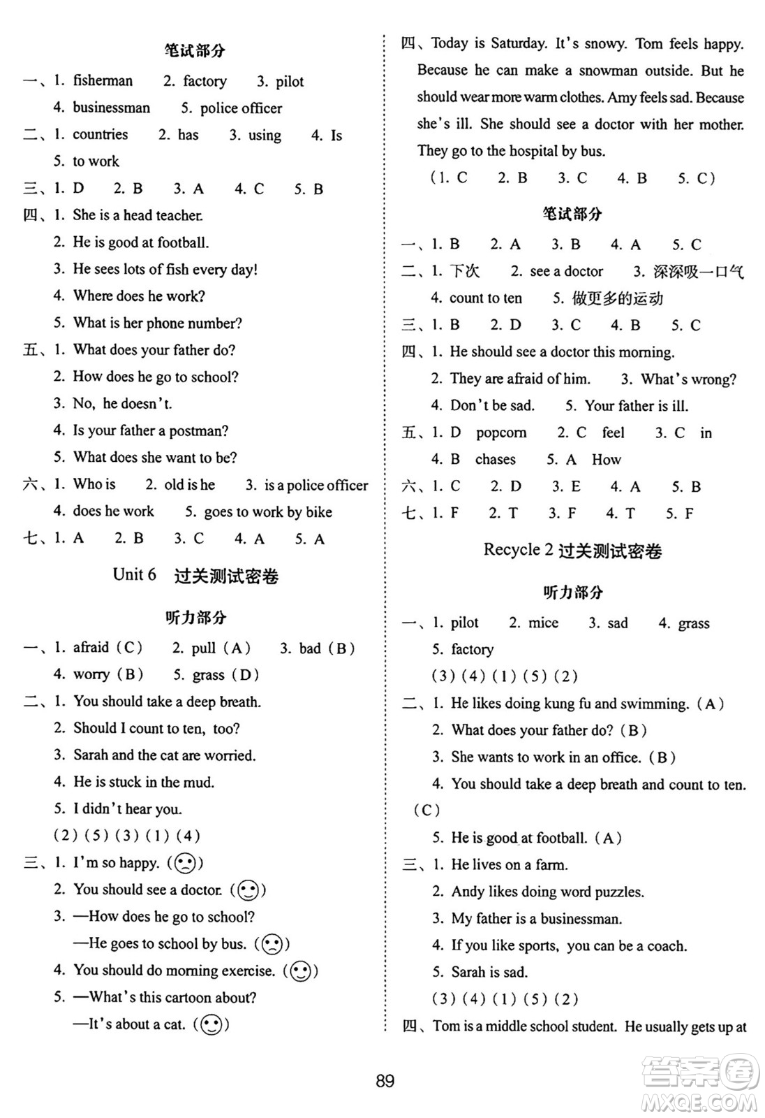 長春出版社2024年秋68所期末沖刺100分完全試卷六年級英語上冊人教PEP版三起點(diǎn)答案