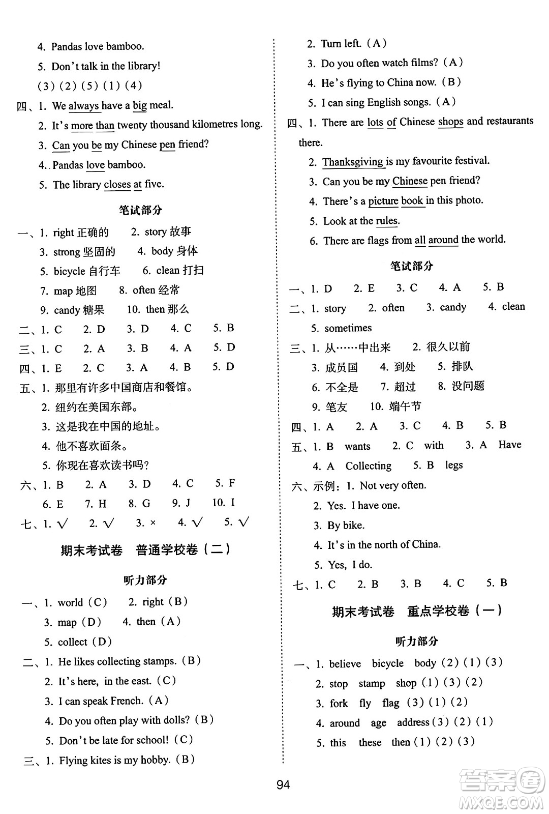 長春出版社2024年秋68所期末沖刺100分完全試卷六年級(jí)英語上冊(cè)外研版答案