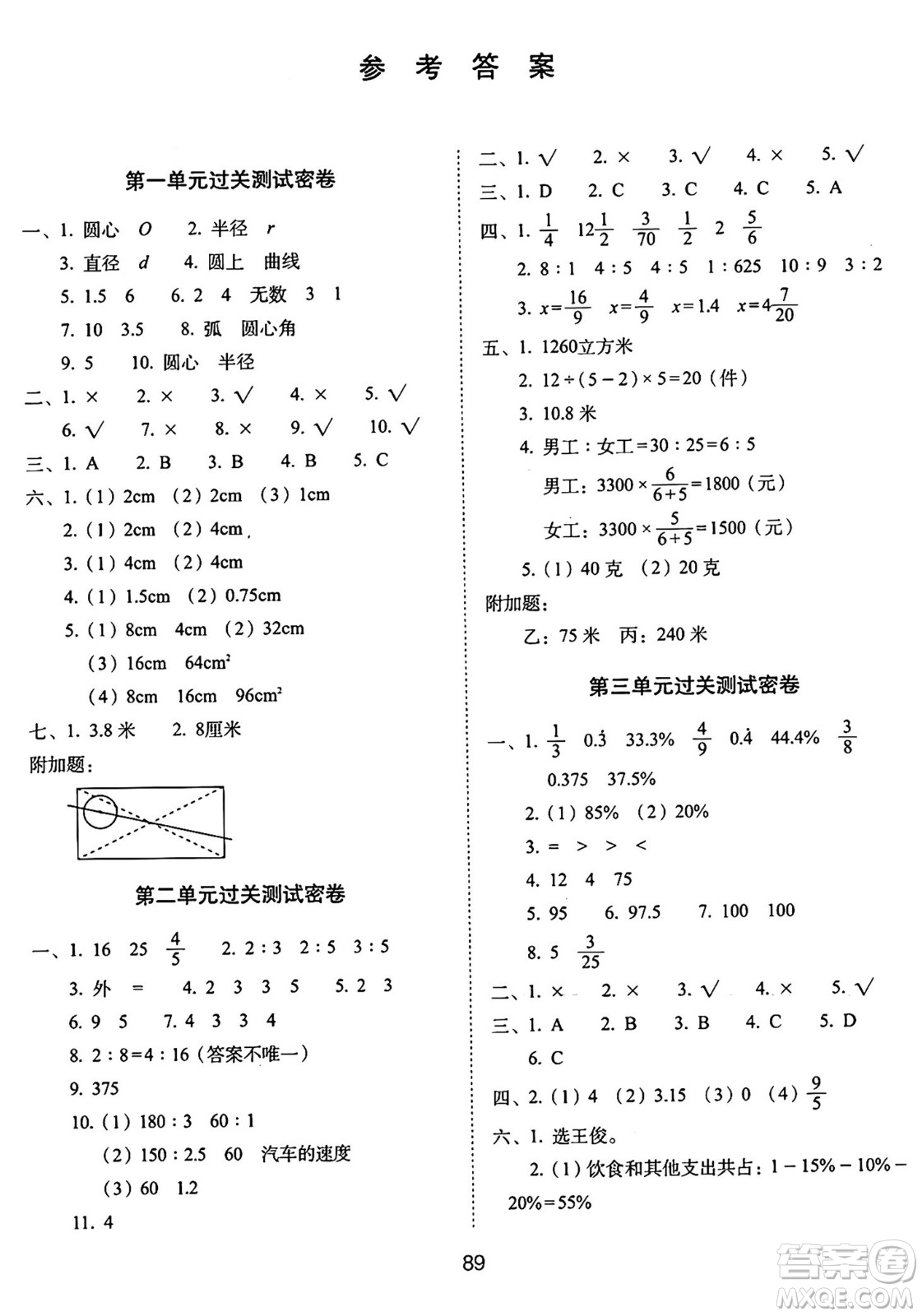 長春出版社2024年秋68所期末沖刺100分完全試卷六年級數(shù)學上冊冀教版答案